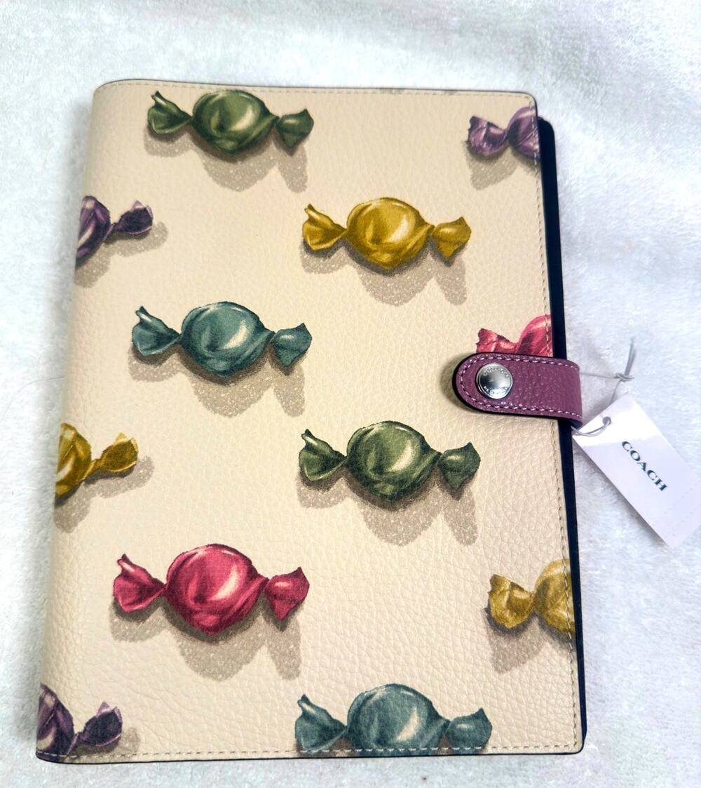 Coach Candy Print Journal Notebook Cream & Purple – New with Tags